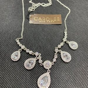 Carolee Silver-Tone Crystal Pear Drop Necklace